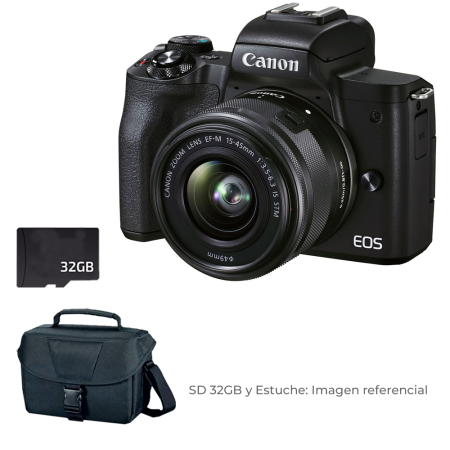 Canon M50 MARK II EF-M 15 -45mm IS STM + ESTUCHE Y SD 32 GB Canon M50 MARK II EF-M 15 -45mm IS STM + ESTUCHE Y SD 32 GB