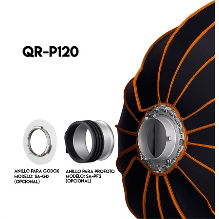 Sofbox ´Parabolicp GODOX P120 QR armado rápido incluye 2 telas difusoras Sofbox ´Parabolicp GODOX P120 QR armado rápido incluye 2 telas difusoras